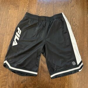 FILA Men's Black and silver reflective  Basketball Shorts- Size M